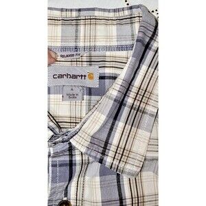 Carhartt‎ (Mens Size Large) Plaid Button Front Relaxed Fit Short Sleeve Shirt